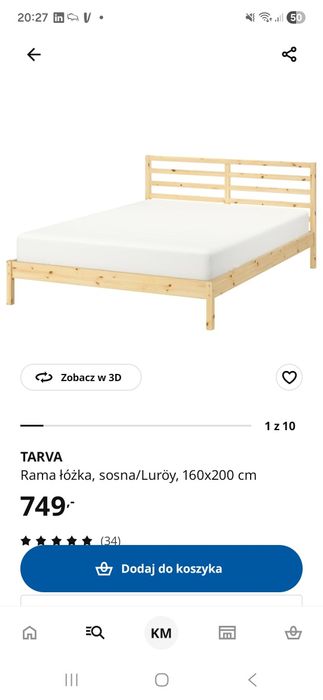 Łóżko Ikea Tarva z dnem