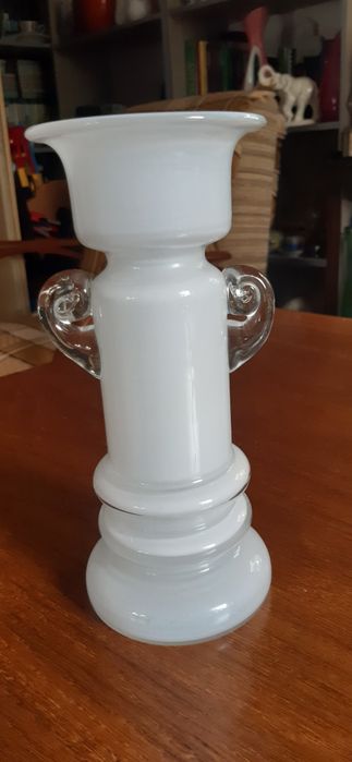 Okazały świecznik Tarnowiec- szkło PRL