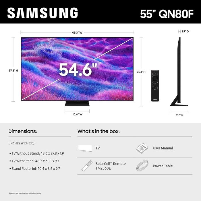 TV 2025 NeoQLED Samsung QE55QN80F SmartTV 4K 120Hz. Прошивка-УКРАЇНА