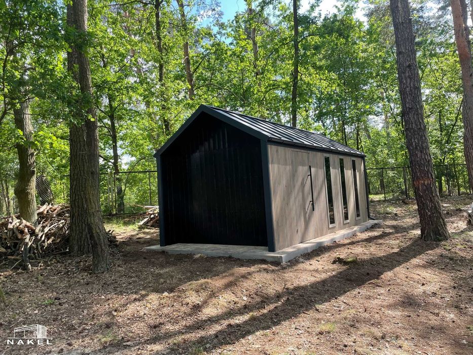 Nowoczesny domek narzędziowy, altana, drewutnia, stodoła, lamele