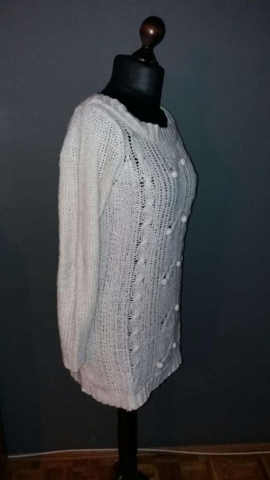 Sweter sukienka tunika F&F jak h&m beżowa roz M