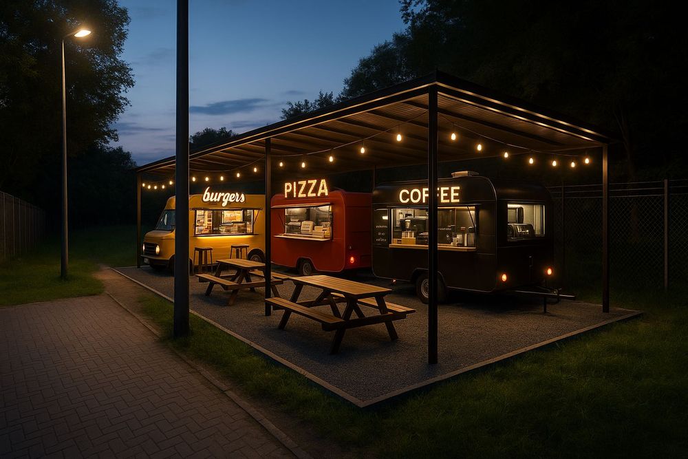 Wynajmę Teren Food Truck Biznes Mobilny Sosnowiec Dmowskiego Prąd