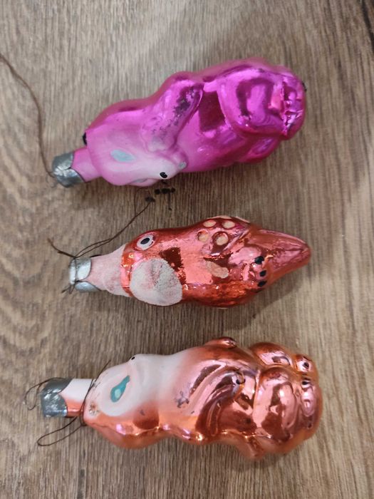 Kultowe bombki choinkowe PRL ZSRR - 3szt - lisek, papuga, wiewiórka
