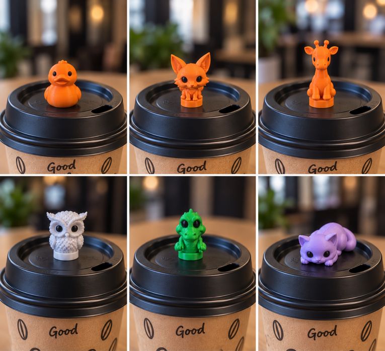 Mini figurki 3D na pokrywkę kubka – Cup Toppers