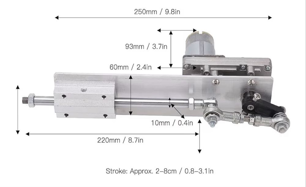 Siłownik liniowy tłokowy, elektryczny siłownik liniowy 12 V