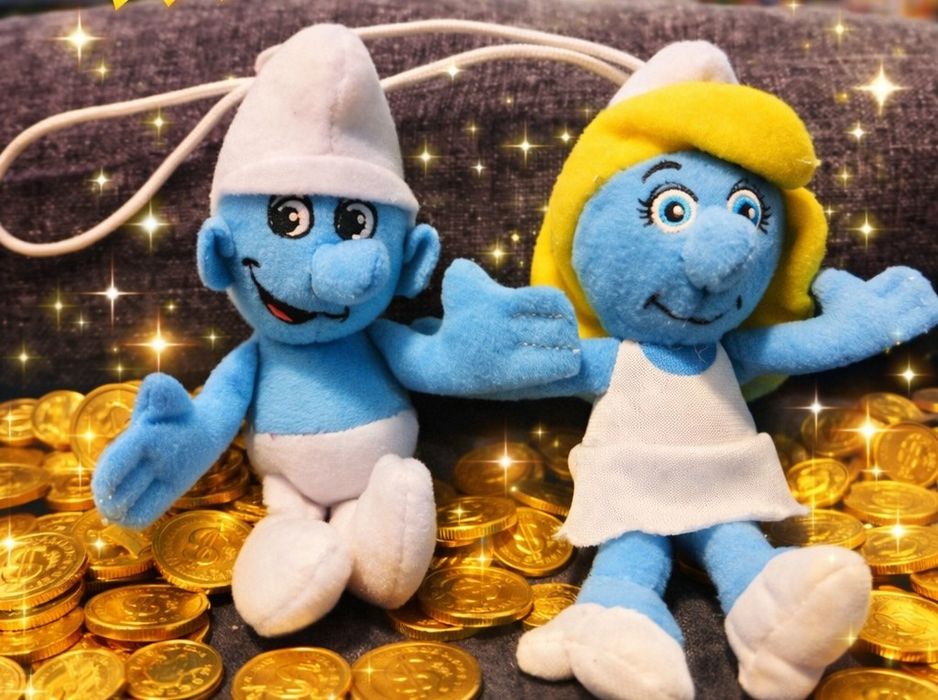 2 maskotki smerfy