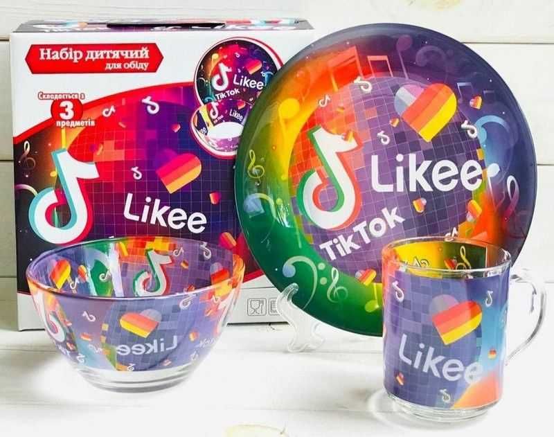 Набор стеклянной детской посуды для детей