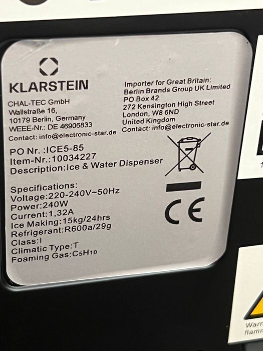 Льодогенератор з Німеччини Klarstein Eiszeit Crush 10034227