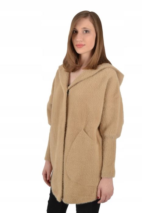 płaszczyk damski kurtka z kapturem alpaka oversize