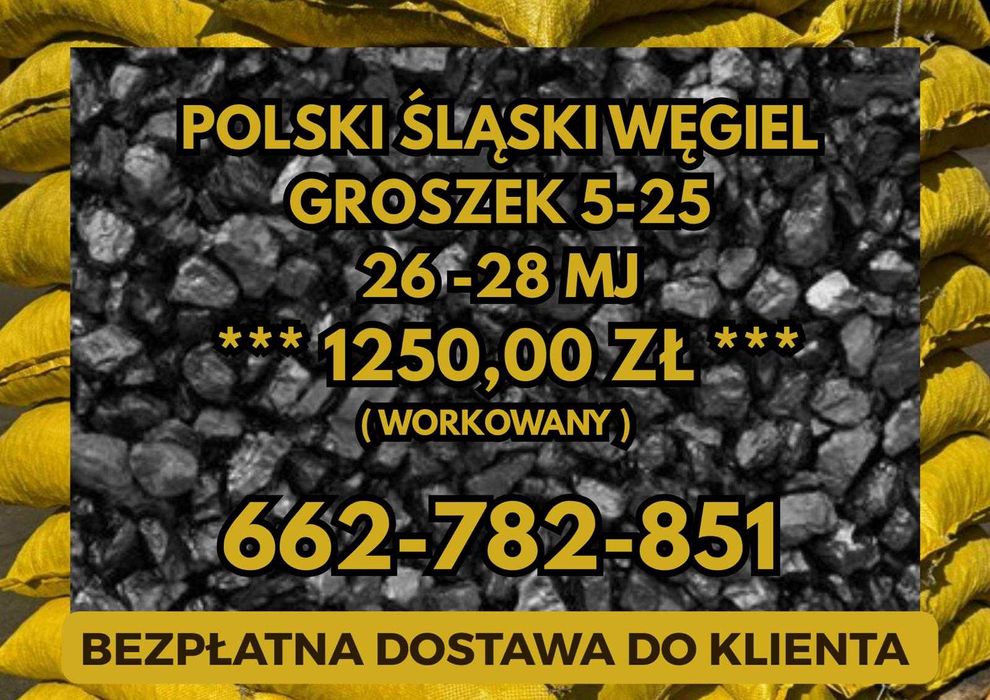 POLSKI WĘGIEL Groszek (5-25) 26-28MJ - Dostawa Gratis SŁUPIA !
