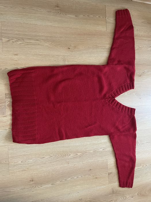 Платье вязанное красное для девушки оверсайз