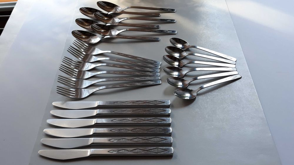 Sztućce PRL: 24 elementy KARO / ROMBY (nr.2), Gerlach