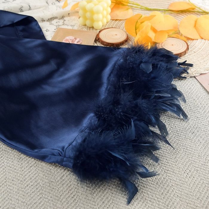 Жіночий довгий  халат з пір'ям, халатик з пір'ям  для фотосесії, подар