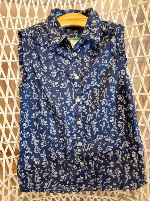 Bluzka letnia 128 niebieska koszula nowa