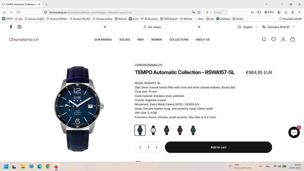 RSW Tempo Automatic – ref. RSWA157 Tiffany Killer FullSet