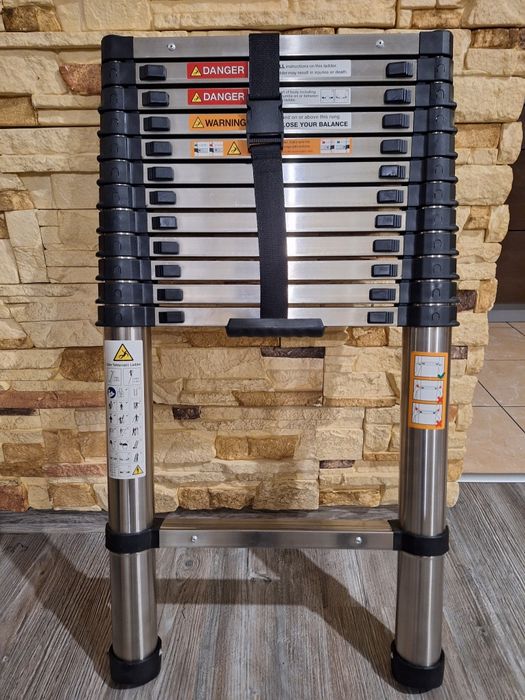 Drabina teleskopowa stal nierdzewna 3.8m. NOWA