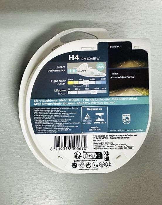 Lâmpadas Auto Pack de 2 Philips X-tremeVision Pro150  H4