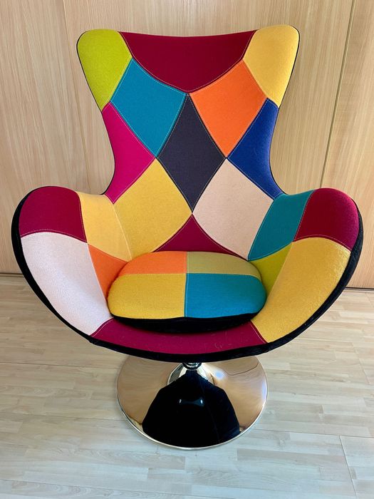 Fotel obrotowy kolorowy patchwork