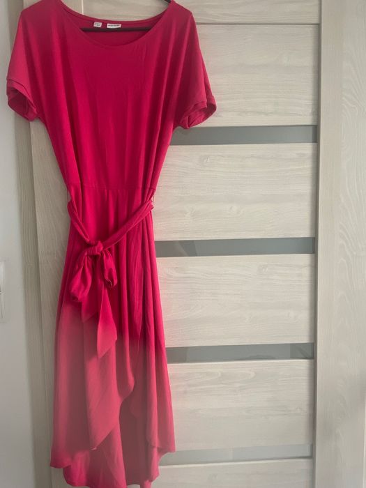 Długa sukienka na lato, kolor malinowy rozmiar 36/38