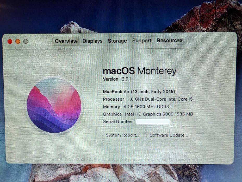 MacBook Air A1466 13,3 cali 256SSD i5 4GB 2015 dla dzieci lub seniorów