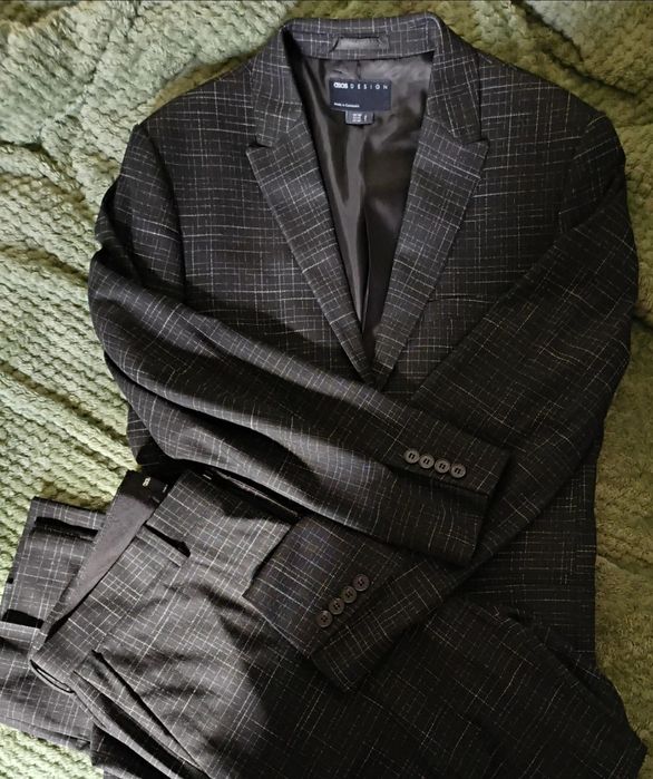 Garnitur  Skinny Fit Crosshatch – komplet 2-częściowy z UK