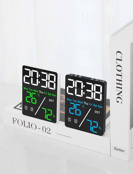 Budzik zegar elektroniczny LED cyfrowy stojący alarm termometr USB