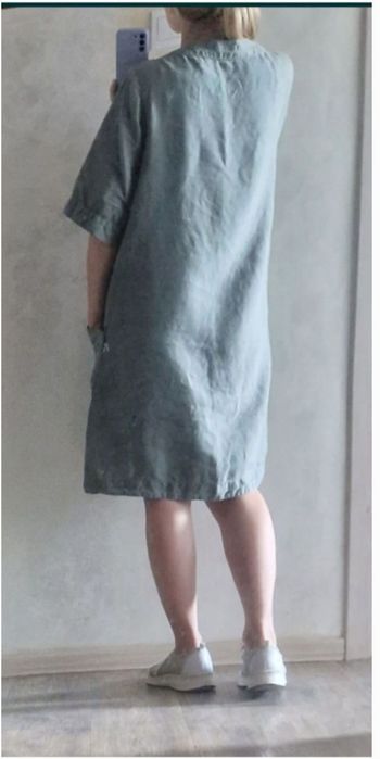 Льняное платье трапеция лен платье корсет кожаное