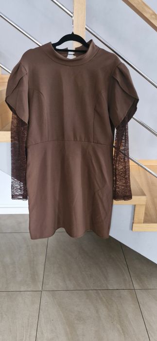 Sukienka brązowa z koronką L/XL