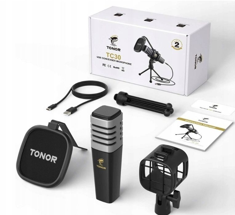 Mikrofon pojemnościowy USB Tonor TC30 nagrywanie podcasty streaming PC