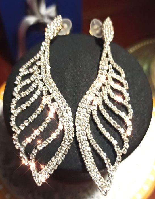 Серьги крылья с кристаллами Swarovski