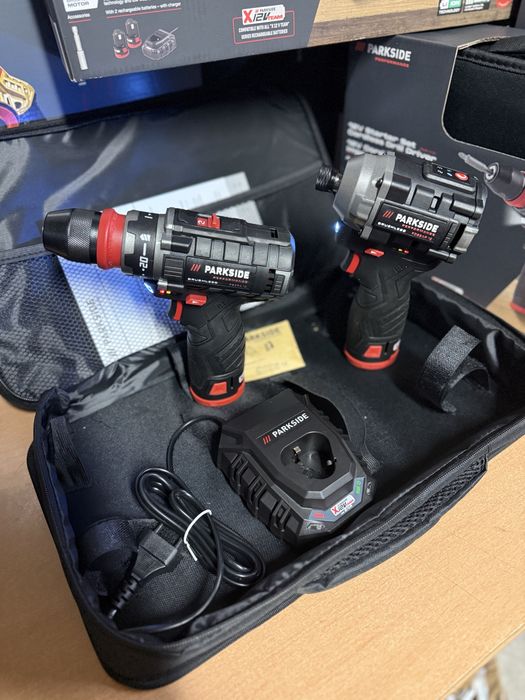 Duo Parkside 12V - Aparafusadora e Aparafusadora de impacto + 2 baterias 2Ah e Carregador