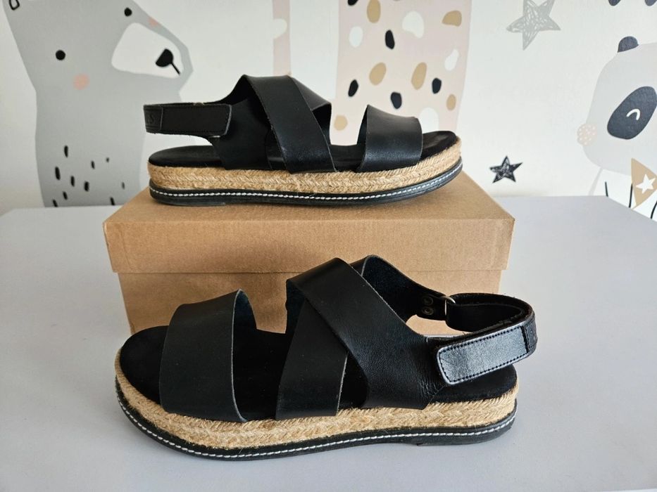 Shabbies Amsterdam Sandały espadryle 100% skóra + juta r.39