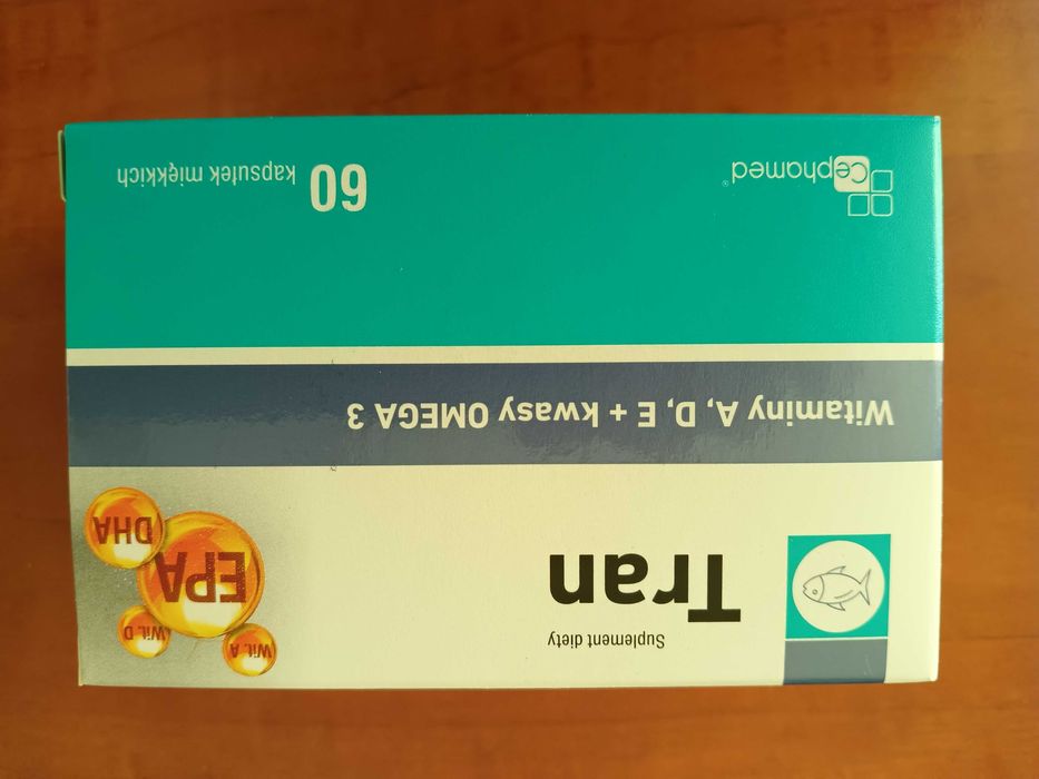 Zestaw odporność 2x 60 kapsułek tran witaminy A D E i kwasy omega 3