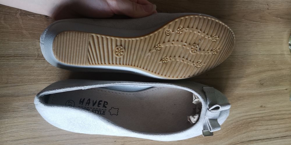 Obuwie, baleriny damskie NOWE r. 37 zamszowe szare