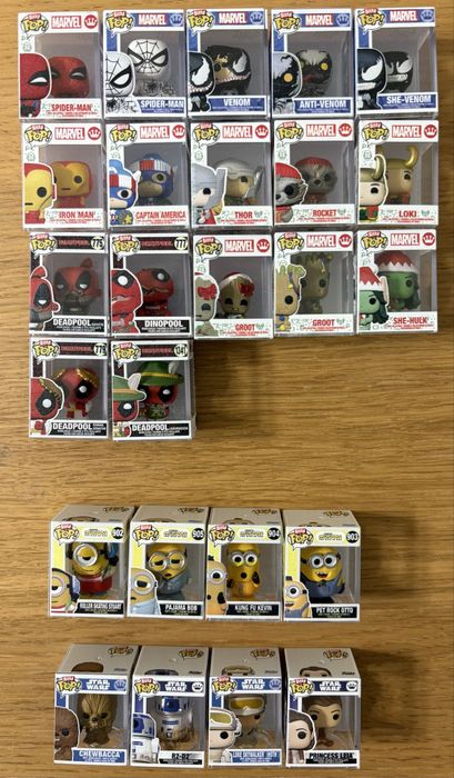 Funko Bitty Pop Marvel / Star Wars / Minions – zestaw 25 szt. w pudełkach