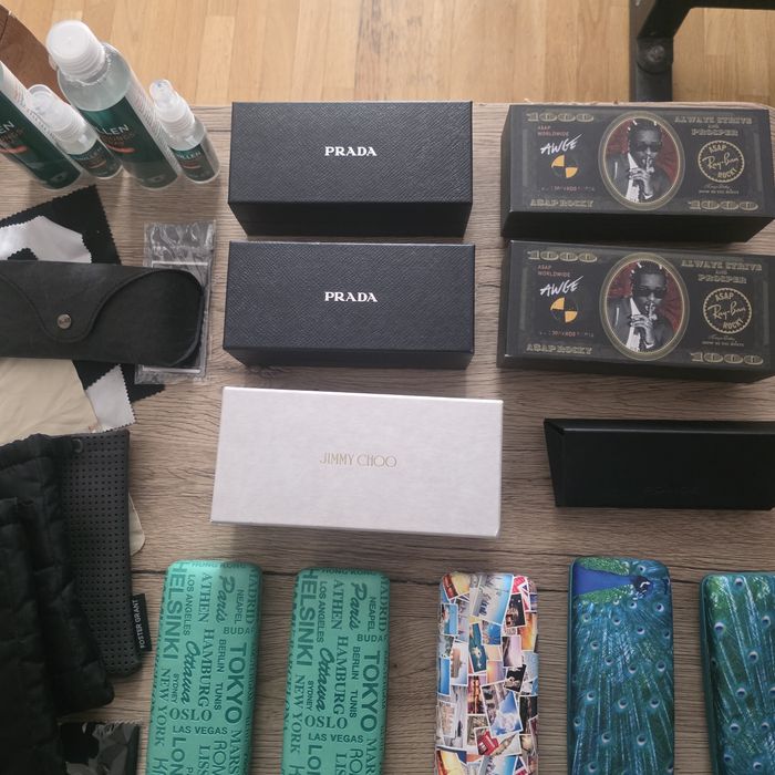 Etui na okulary Markowe & Wzorzyste (Prada, Ray-Ban, Ferrari, Jimmy Choo) + Ściereczki | NOWE