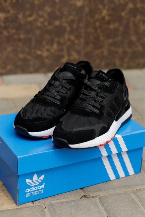 Кросівки Кроссовки Adidas Nite Jogger Black White Чёрный Белый Чорний Білий Кросовки демісезон