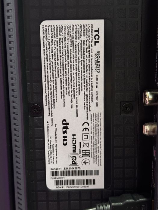 Telewizor TCL 55QLED870 55” 4K QLED 144Hz