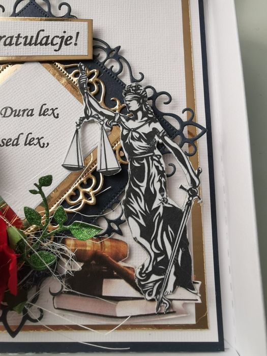 Kartka  urodzinowa gratulacyjna dla studenta prawa.