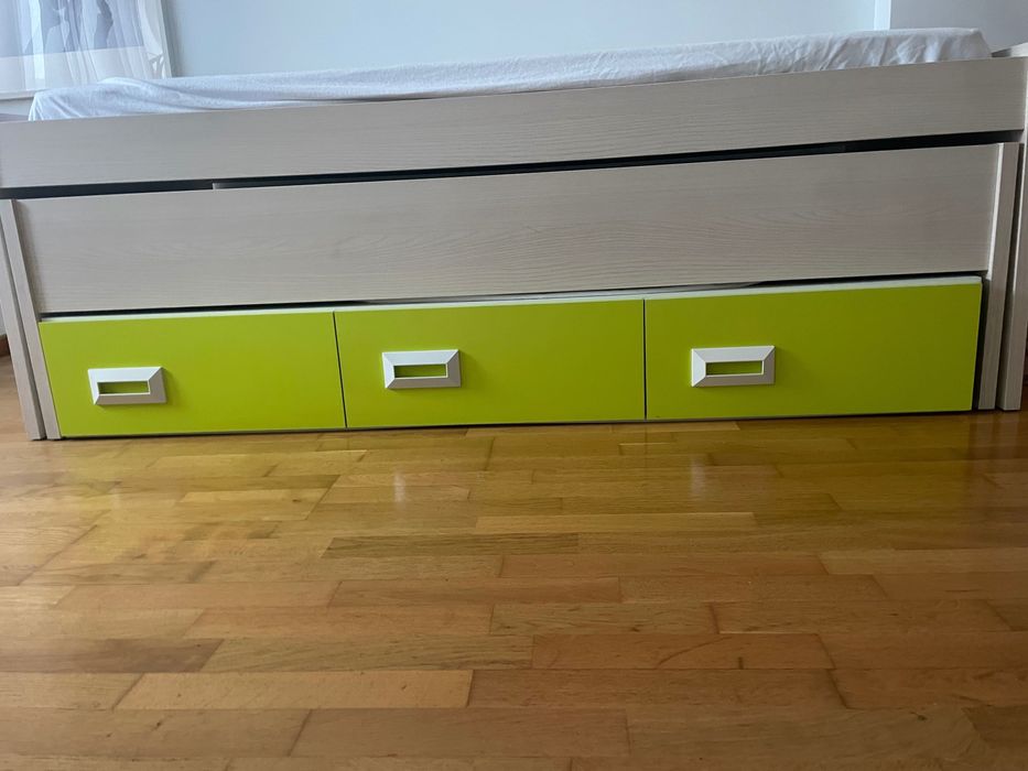 Cama individual ou dupla com 3 gavetões e 2 colchões,64564268222466122