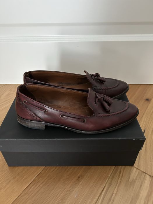 Mokasyny damskie Massimo Dutti burgundowe 37