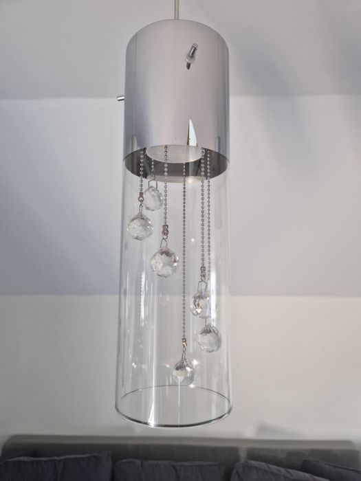 Lampa wisząca szklana z kryształkami