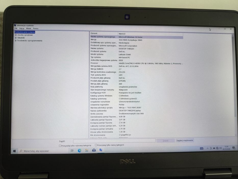 Laptop DELL Latitude E5440 / dysk SSD / zasilacz w zestawie