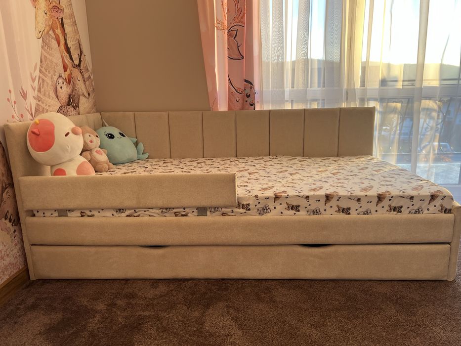 Łóżko dziecięce, tapicerowane dla dziecka, 180/90, tapczan, szuflada