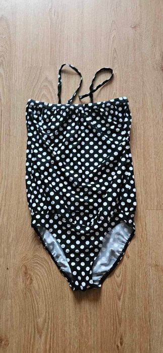 Strój kąpielowy jednoczęściowy w grochy czarno - biały V by very S