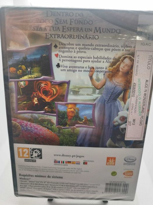 Alice no País das Maravilhas PC DVD Selado Novo Disney Tim Burton