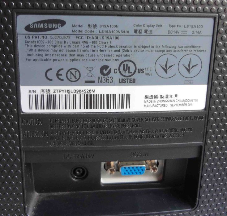 монитор для компьютера Samsung S19A100N
