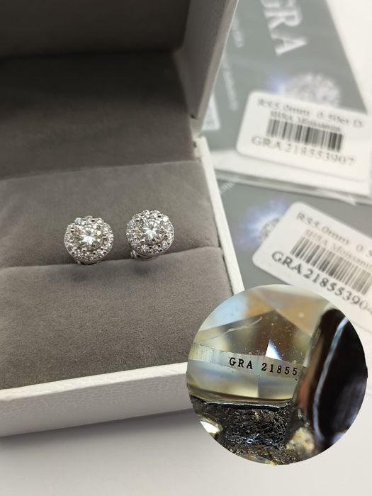Piękne nowe kolczyki z moissanitem GRA 0.5 ct - srebro 925