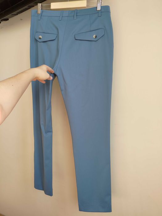 Eleganckie proste niebieskie spodnie z wełną Samsøe Samsøe rozmiar M