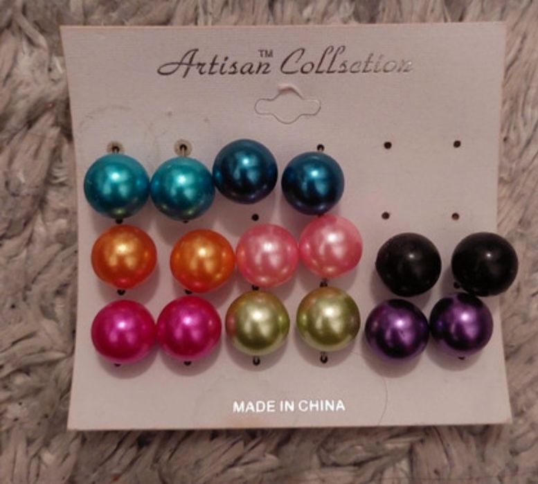 Kolczyki perły kolorowe